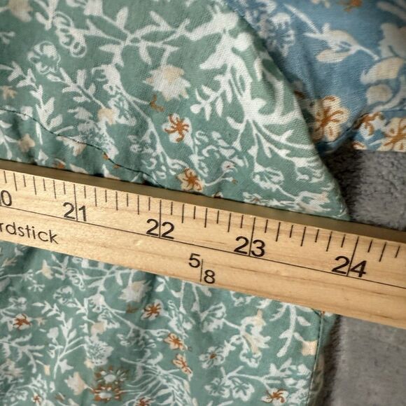 J Jill Sleep Top L Floral Colorblock Long Sleeves Button Up Collared Lightweight - Picture 7 of 9